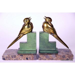 A pair of Art Deco spelter bird book ends, circa 1920s, an…