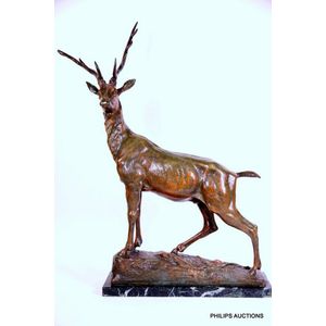 A bronze figure of a stag by M. Favre, circa 1900, a…