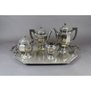 Christofle silver plated four piece tea & coffee set on tray,…