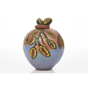 Clara Inkamala (b. 1954), Bush Flowers Lidded Pot, Hermannsburg,…