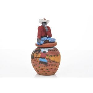 Irene Mbitjana Entata (b. 1946), Man with Hat Smoking, Lidded…