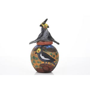 Judith Pungarta Inkamala (b. 1947), Two Cockatiels Lidded Pot,…