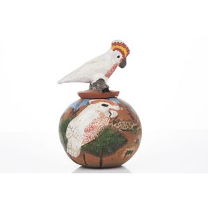 Rahel Ungwanaka (b. 1946), Pink Cockatoo Lidded Pot,…