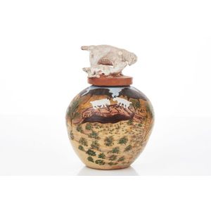 Unknown, Lamb and Sheep, Lidded Pot, Hermannsburg, NT,…