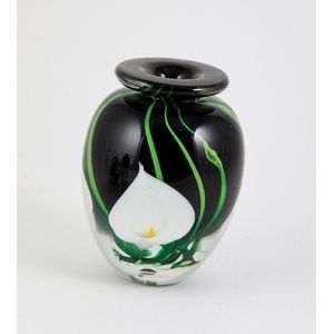 Peter Raos, Calla Lily vase, etched signature & dated 1988, 14.…