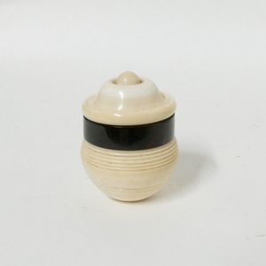 A 19th century turned ivory and tortoiseshell box, two bands of…