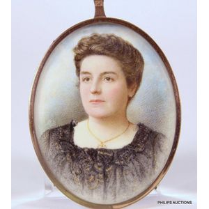 An antique portrait miniature in a pinchbeck frame, early 20th…