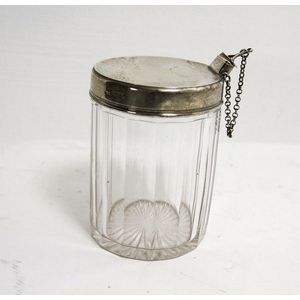 A William IV VIC silver topped cut glass dressing table jar…