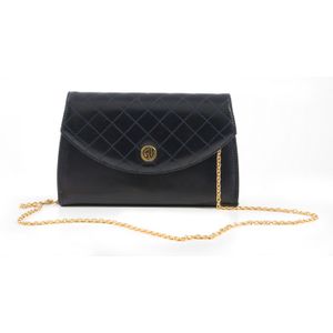 Guy Laroche quilted black leather bag with gold