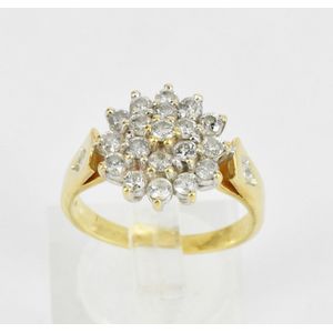 18ct Yellow Gold Diamond Dress Ring - Size N - Rings - Jewellery