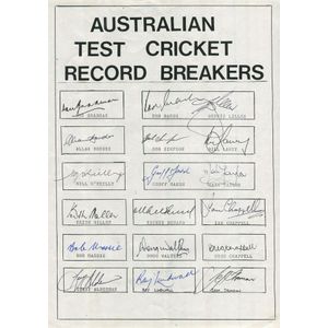 A sheet headed 'Australian Test Cricket Record Breakers'…