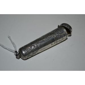 Sterling silver embossed needle case, hallmarked Chester 1906