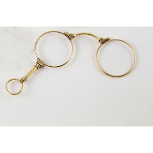 Victorian gold plated lorgnettes with fixed rim handle.