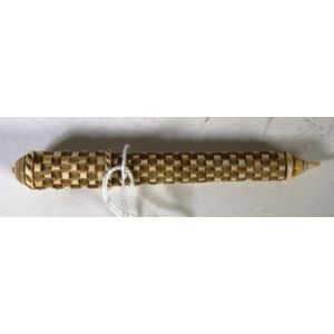 Early Victorian carved bone hand needle case, length 11.5 cm