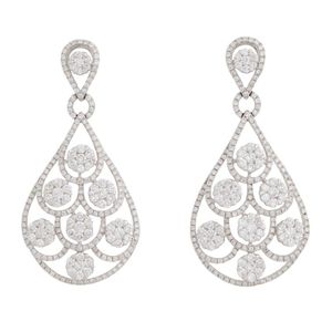 White Open Flower Shell Drop Earrings (Silver Metal Finish) - 5.5cm Drop