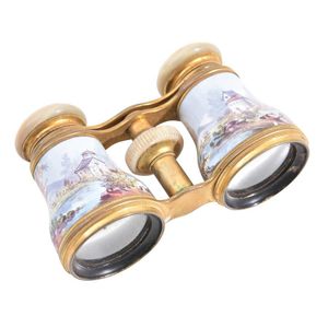 A pair of French enamelled opera glasses, retailed J. R.…
