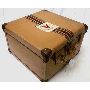 A vintage travel case c. 1960s; Fibreboard, metal, leather;…