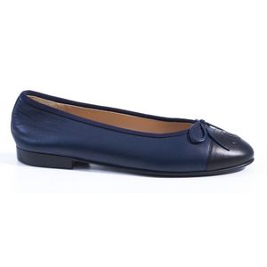 Chanel Navy Leather Ballet Flats, Size 36, Boxed - Footwear - Costume ...