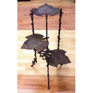 Art Nouveau three tier cast iron plant stand each tier with…