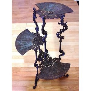 Good vintage three tier cast iron plant stand each tier…