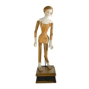 Late 19th century articulated Santos figure. Female saint with…