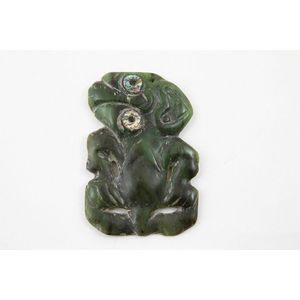 19th century pounamu hei tiki hour glass suspension hole,…
