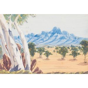 Albert Namatjira (Jnr): Hermannsberg school landscape,…