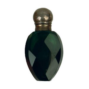 Victorian Green Glass Perfume Bottle with Silver Top - Scent Bottles ...