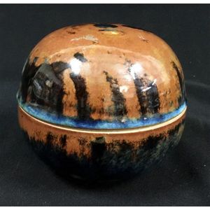 Greg Daly, (b.1954), spherical covered box, glazed earthenware,&hellip;