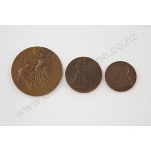Three Art Nouveau Award medallions C. Devreese/J Fonson bronze…