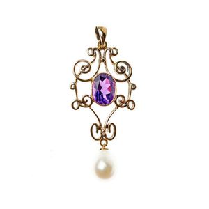 Edwardian Amethyst and Pearl Pendant - Pendants/Lockets - Jewellery