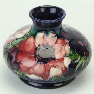 Moorcroft Anemone Vase - Cobalt Blue with Flowers - Moorcroft - Ceramics