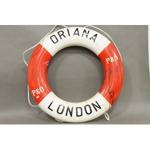 A large vintage Penny Buoy life preserver for the P&O line…