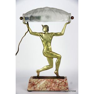 An Egyptian themed bronze Art Deco table lamp, circa 1920s-30s,…