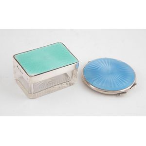 Art Deco sterling silver & enamel compact & trinket box,…