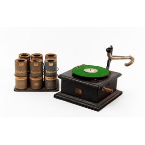 An H.M.V. Junior Monarch horn gramophone, circa 1910 12 cm high,…