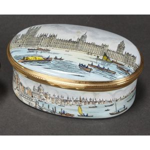 Crummles enamel trinket box, of oval form depicting the Palace…