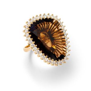 Yvel smoky quartz and diamond ring, of cluster design, centring&hellip;