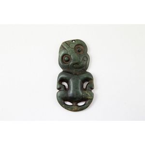 Rare 19th century or earlier pounamu hei tiki dark greenstone…