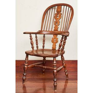 An elm and fruitwood Windsor armchair, English circa 1860.&hellip;