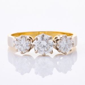 Traditional Three Stone Diamond Ring in 18ct Yellow Gold - Rings ...