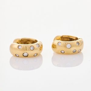 9ct Yellow Gold & White Gold Wide Huggie Earrings 16mm main image 0