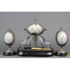 Australian three piece emu egg garniture inkwell set wonderful…