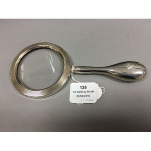 Art Deco sterling silver magnifying glass, engine turned rim,…