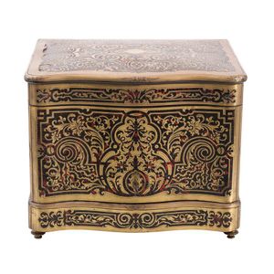 A French Napoleon III boulle and cut brass cave a liqueur,…