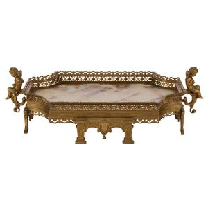 A French gilt-metal and marble surtout de table, (centrepiece)…