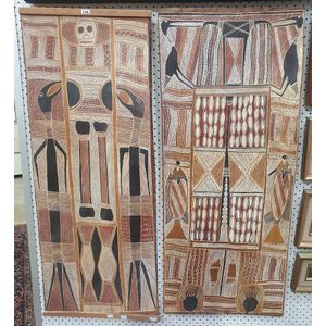 Narritjin Maymuru, two Manggalili clan designs, natural earth…