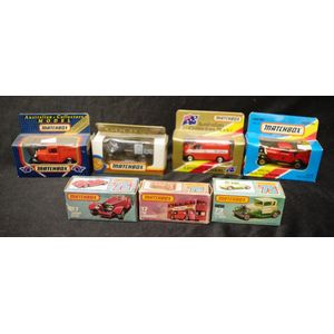 Seven various matchbox cars comprising Models Ford 38, Ford 73,…