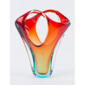 Murano Art Glass Basket Vase, 1960, 25cm High - Venetian   Murano - Glass