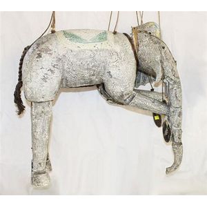 A large timber elephant marionette (puppet). 85 cm x 50 cm
